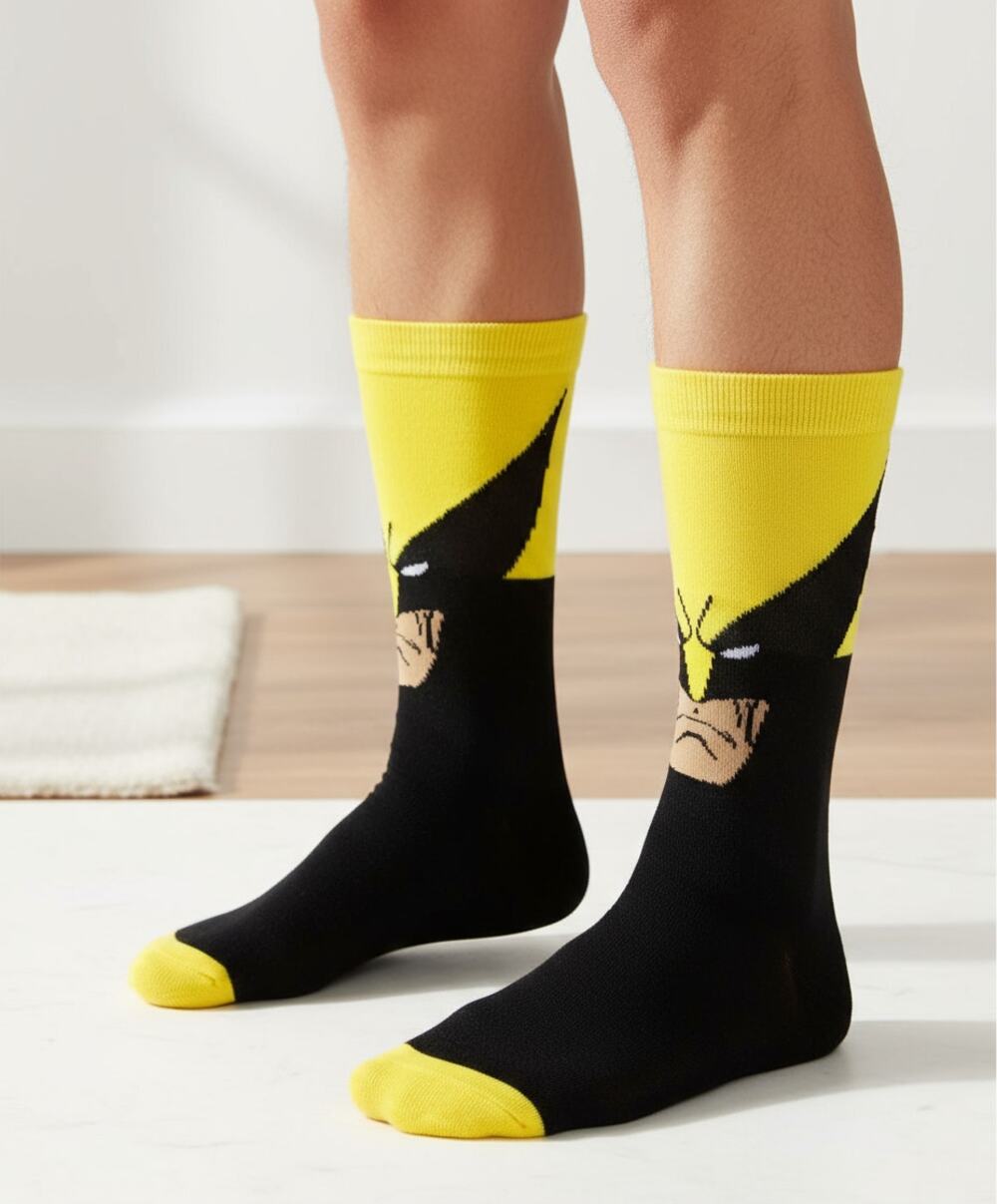 Marvel X-Men Wolverine Crew Socks Men’s 6-13 | Comic Costume Cosplay Streetwear
